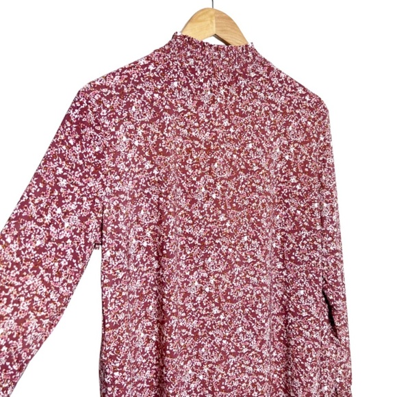 New with Tag Anne Klein Women's Mauve Pink Floral Long Sleeve Turtleneck Blouse - Picture 10 of 16
